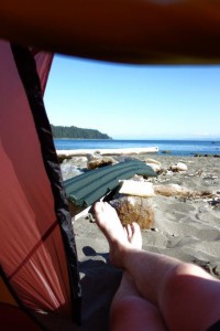 Blick aus dem Zelt - Carmanah Beach